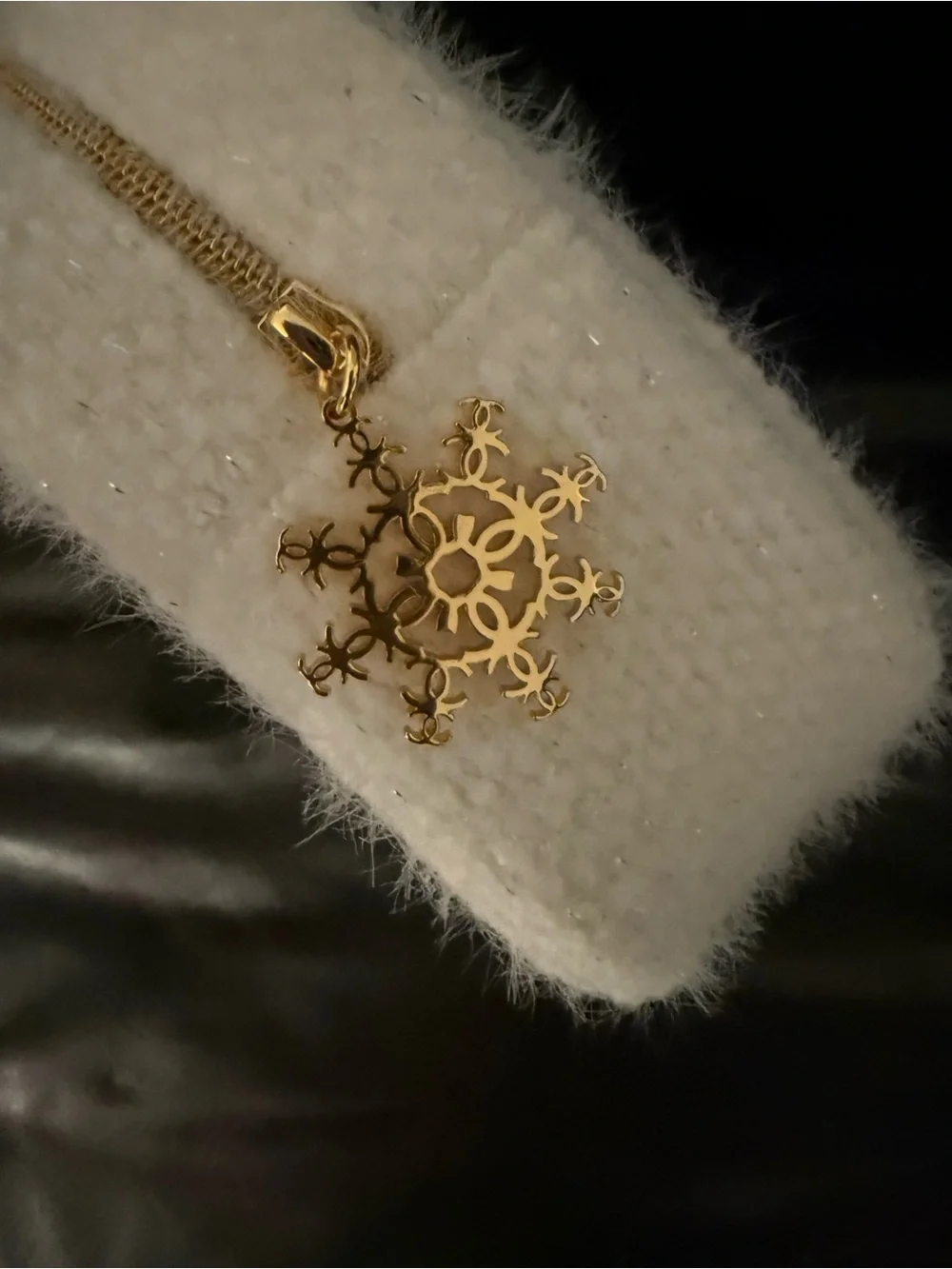 CHANEL White Tweed Beauty Pouch with Gold Logo